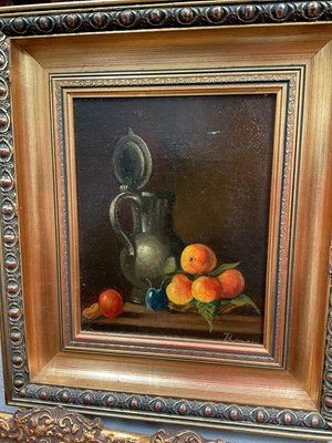 Lot 55 - Group of four gilt framed pictures, including oils