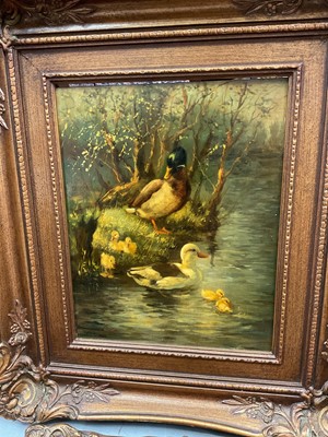 Lot 55 - Group of four gilt framed pictures, including oils
