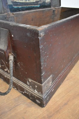Lot 1366 - 19th century seaman's chest with rope handles and painted ship decoration to interior of lid