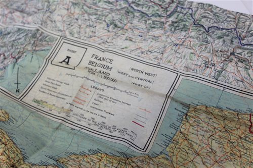 Lot 665 - Second World War R.A.F. silk map of...