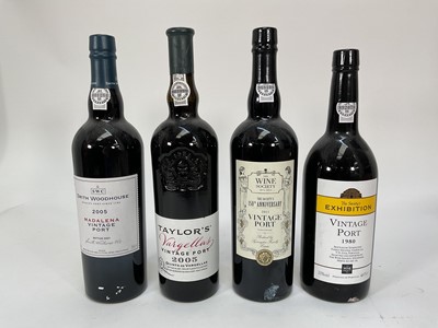 Lot 19 - Four bottles, assorted port, Smith Woodhouse 2005, The Society's Exhibition 1980, The Society's 150th Anniversary 2011 and Taylor's 2005