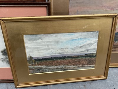 Lot 364 - After William Callow watercolour study, signed L.W. Newman, 1929, in glazed gilt frame, other watercolour landscapes, prints and a Louisiana Steamboat Company printed mirror