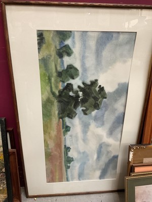 Lot 364 - After William Callow watercolour study, signed L.W. Newman, 1929, in glazed gilt frame, other watercolour landscapes, prints and a Louisiana Steamboat Company printed mirror