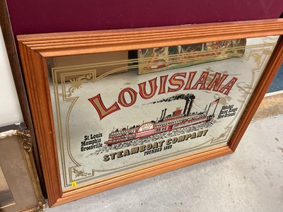 Lot 364 - After William Callow watercolour study, signed L.W. Newman, 1929, in glazed gilt frame, other watercolour landscapes, prints and a Louisiana Steamboat Company printed mirror