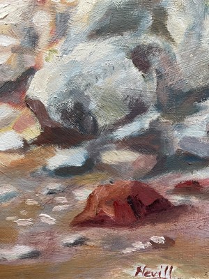 Lot 91 - Nevill (20th Century) oil on board - Rock-pooling at Hunstanton, Norfolk, signed, 44cm x 59cm, framed