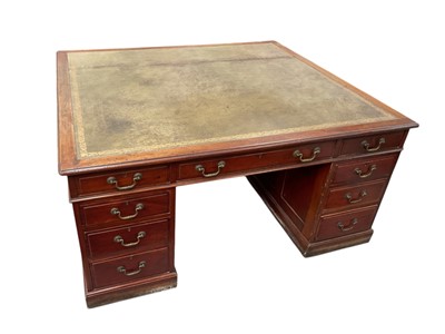 Lot 1384 - Victorian style mahogany partner's desk