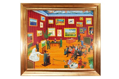 Lot 1447 - Markus Forss (Finnish, Contemporary) - oil on canvas, The Saleroom, signed, 81 x 91cm