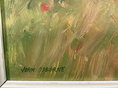 Lot 7 - John Osborne (b. 1939) oil on board - Poppy field, signed, 33cm x 44cm, framed