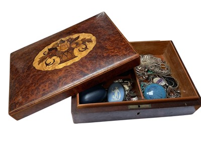 Lot 27 - Group of silver and white metal jewellery, within a wooden jewellery box