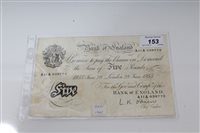 Lot 153 - G.B. Bank of England L. K. O'Brien white £5...