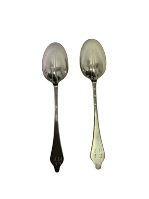 Lot 280 - Pair early 18th century Britannia Standard silver Dog Nose pattern table spoons