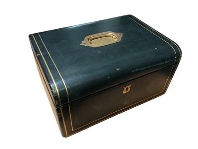 Lot 35 - Victorian leather jewellery box containing vintage costume jewellery and bijouterie including a 1970s silver bangle
