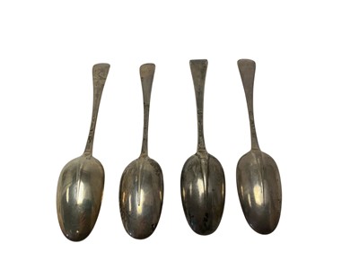 Lot 281 - Four early 18th century silver Hanoverian Rat Tail pattern table spoons