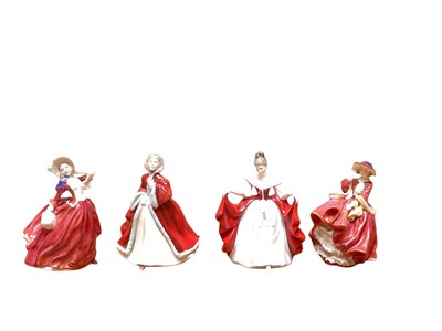 Lot 950 - Six Royal Doulton figures together with two Coalport figures