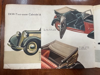 Lot 775 - A scares 1930s Auto Union DKW sales broucher, Enots distance finder and sundry automobilia