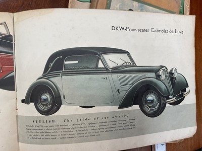 Lot 775 - A scares 1930s Auto Union DKW sales broucher, Enots distance finder and sundry automobilia