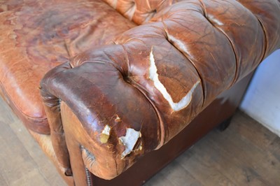 Lot 5289 - Antique button leather Chesterfield sofa