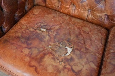 Lot 5289 - Antique button leather Chesterfield sofa