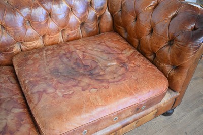 Lot 5289 - Antique button leather Chesterfield sofa