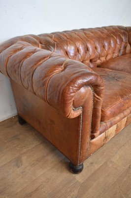 Lot 5289 - Antique button leather Chesterfield sofa