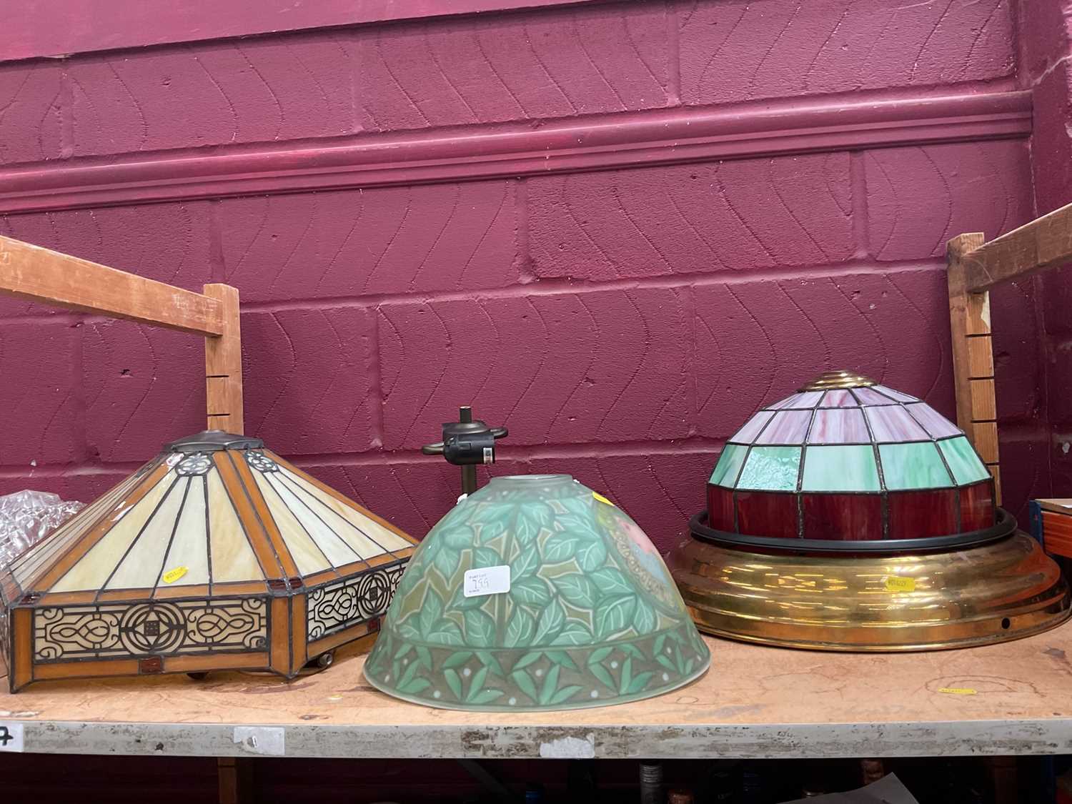 Lot 799 - Lot good quality light fittings and glass shades (3 shelf's)