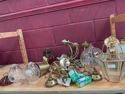 Lot 799 - Lot good quality light fittings and glass shades (3 shelf's)