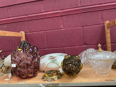 Lot 799 - Lot good quality light fittings and glass shades (3 shelf's)