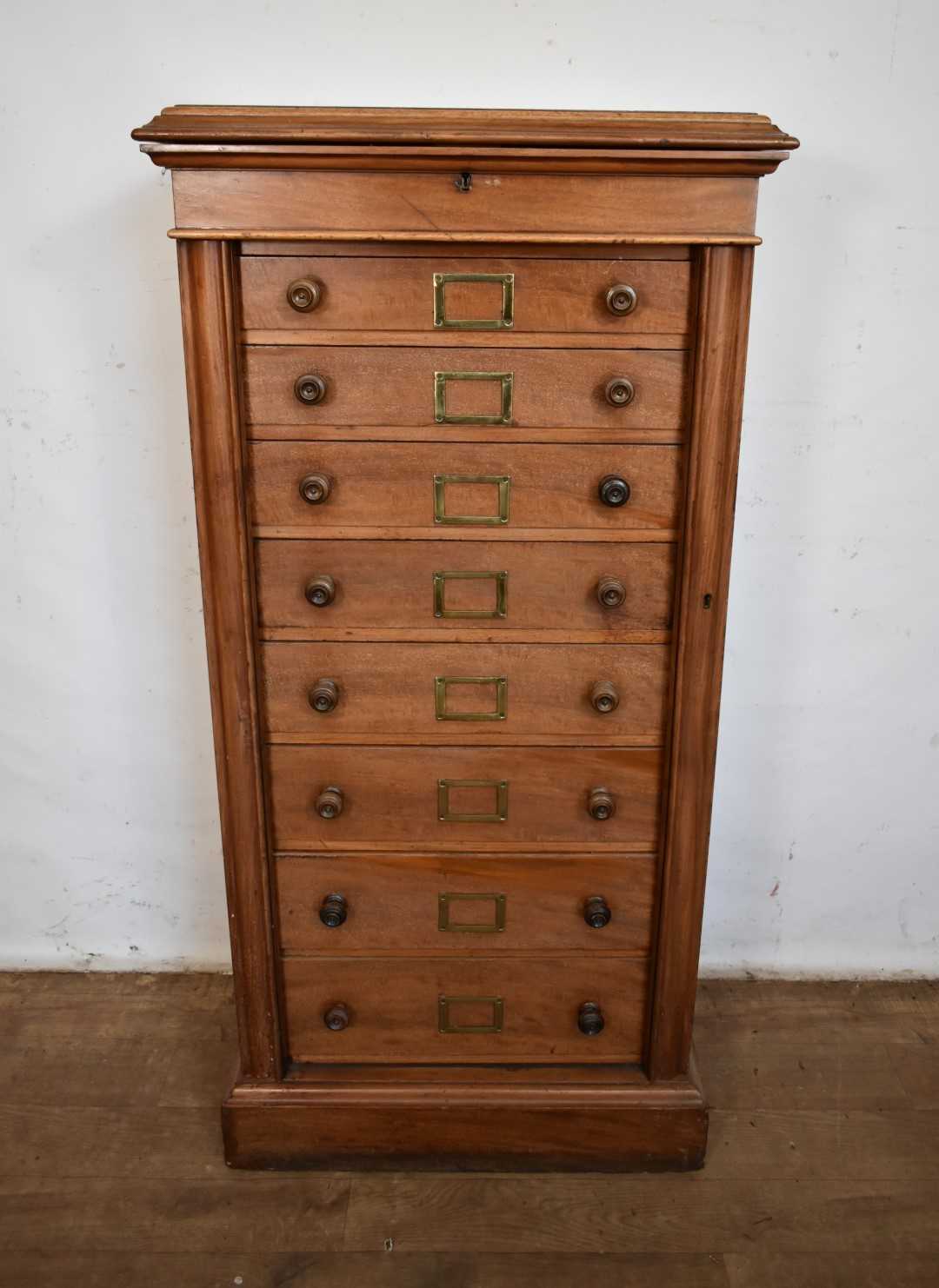 Lot 1420 - Victorian walnut Wellington chest