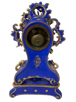 Lot 748 - 19th century French mantel clock in Paris porcelain case with matching plinth