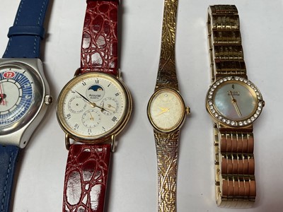 Lot 9 - Group of Swatch watches including cases including a stainless steel 'Irony' chronograph, together with other wristwatches
