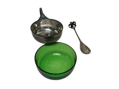 Lot 294 - Contemporary silver Guild of Handicraft silver porringer and spoon in the Arts & Crafts style