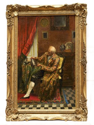 Lot 1295 - Eugen Tommasi (1891-?) oil on canvas - The Collector, signed, 42cm x 26.5cm, in gilt frame