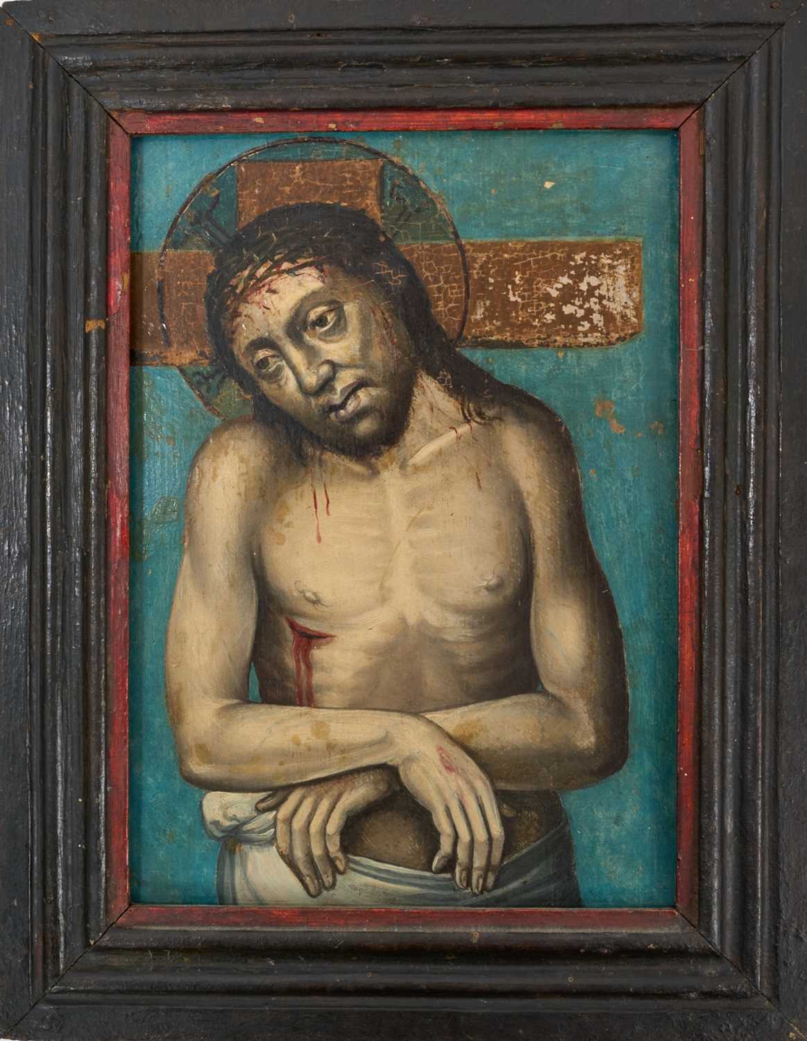 Lot 803 - Interesting early, probably 16th century Continental oil on panel, Ecce Homo