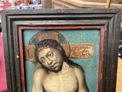Lot 803 - Interesting early, probably 16th century Continental oil on panel, Ecce Homo