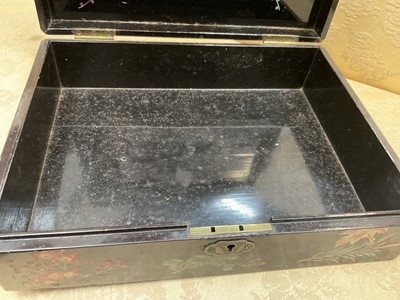 Lot 804 - Rare 19th century black papier mâché and abalone inlaid box of Masonic interest