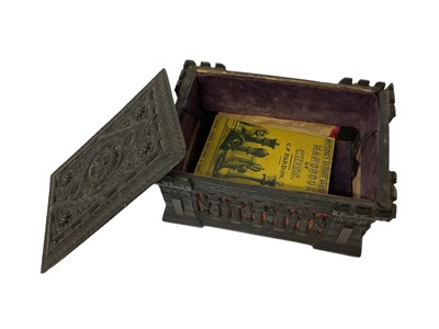 Lot 805 - Mid 19th century Jaques castellated Carton Pierre chess set box