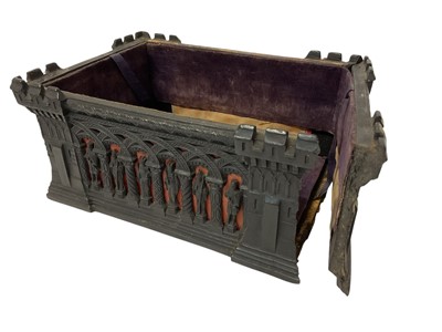 Lot 805 - Mid 19th century Jaques castellated Carton Pierre chess set box