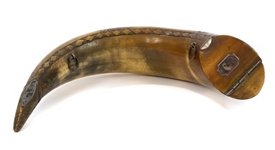 Lot 806 - Rare 19th century Masonic carved powder horn