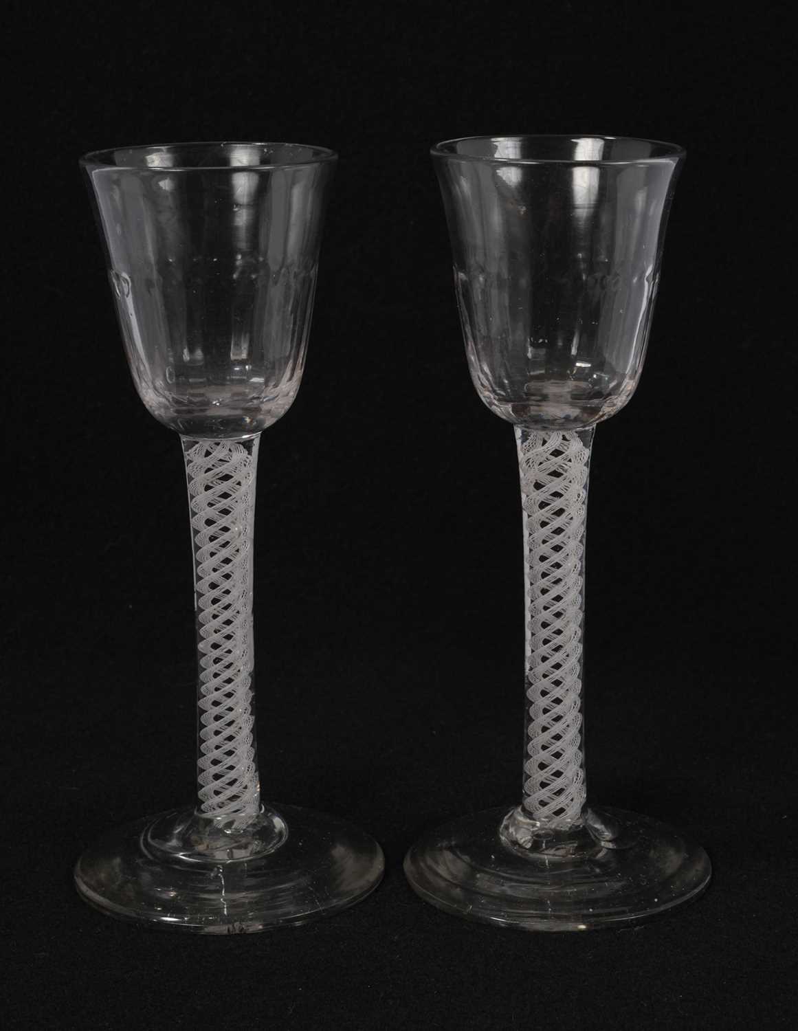 Lot 54 - Pair of 18th century cordial glasses