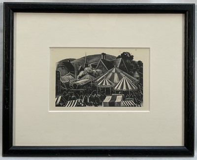 Lot 2 - Clare Leighton (1898-1989) two woodcuts - The Village Fair and Picking Primroses, glazed frames