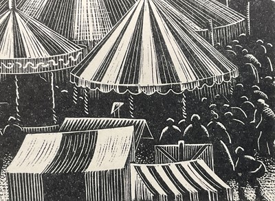 Lot 2 - Clare Leighton (1898-1989) two woodcuts - The Village Fair and Picking Primroses, glazed frames