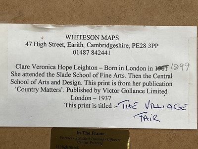 Lot 2 - Clare Leighton (1898-1989) two woodcuts - The Village Fair and Picking Primroses, glazed frames