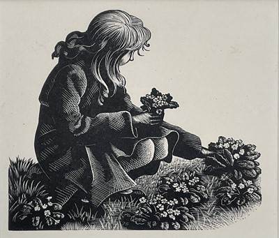 Lot 2 - Clare Leighton (1898-1989) two woodcuts - The Village Fair and Picking Primroses, glazed frames