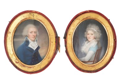 Lot 1271 - English School, late 18th century, pair of oval pastel portraits, George Poyntz Ricketts (1749-1800) and his wife Sophia Ricketts