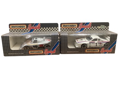 Lot 1744 - Matchbox Superkings Porche 944 No.K-98, Mercedes Benz 190E 2.3 16V No. K-115, plus Specials Kremer Porche CK5 Turbo No.SP2 & Martini Lancia Rally No..SP6, all in window boxes (6)