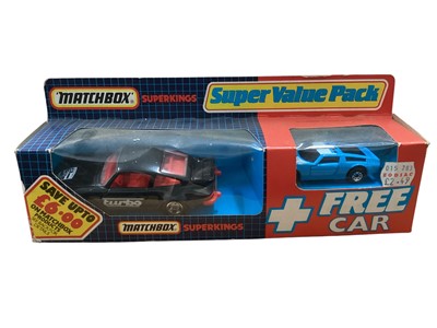 Lot 1744 - Matchbox Superkings Porche 944 No.K-98, Mercedes Benz 190E 2.3 16V No. K-115, plus Specials Kremer Porche CK5 Turbo No.SP2 & Martini Lancia Rally No..SP6, all in window boxes (6)