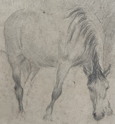 Lot 1336 - George Thomas Rope (1846-1929) pencil sketch - A Horse, inscribed, 11.5cm square, in glazed gilt frame Provenance: Xanthus Gallery, Norfolk. The collection of the late Lord Phillips of S...