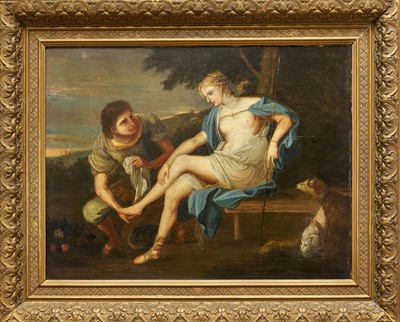 Lot 1317 - Manner of François Boucher (1703-1770) oil on canvas - Rinaldo and Armida, 52cm x 68cm, in gilt frame