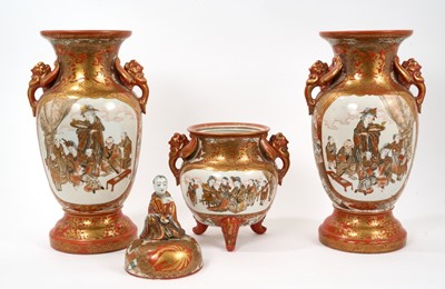 Lot 38 - Japanese Kutani porcelain garniture