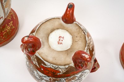 Lot 38 - Japanese Kutani porcelain garniture